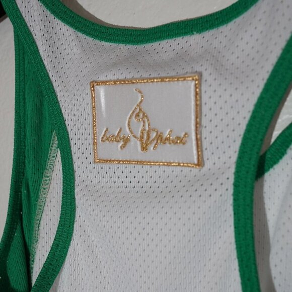 Vintage YTK Retro Baby Phat Racerback Jersey Green and White Medium EUC - Picture 6 of 7